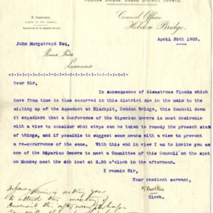 Letter re Flooding, 1903
