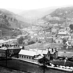 Looking down on Hebden Bridge from above Fairfield