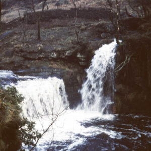 Lumb Falls in spate. Crimsworth Dean. 1st Feb 1960