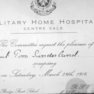 Invitation to Centre Vale Military Hospital
